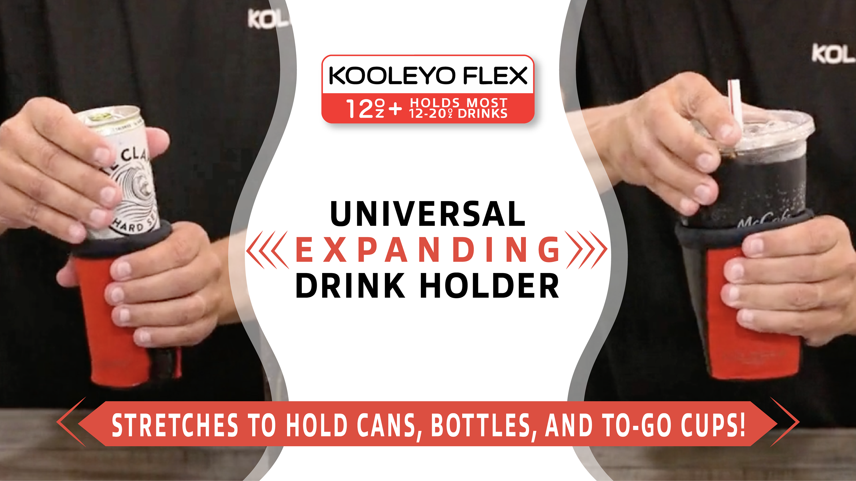 Load video: Red Koldera Kooleyo shown being loaded onto a slim can and a large to go soda