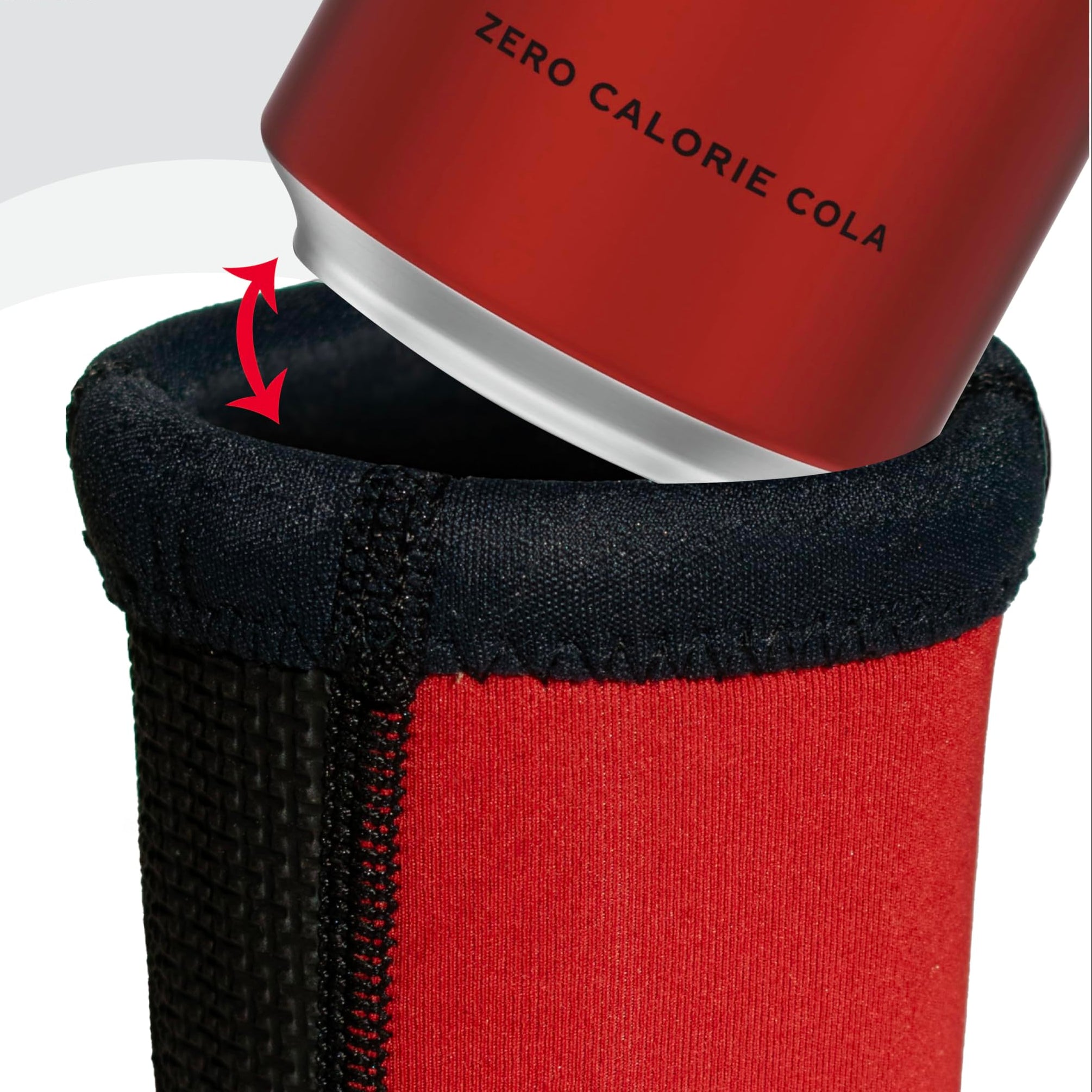 Red can of Cola being loaded into a red Kooleyo highlighting the EasyLOAD Top feature